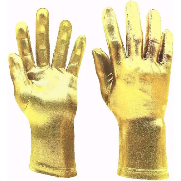 Accessories - Women's Gold Shiny Metallic Wrist Gloves Cosplay Halloween Costume Accessories